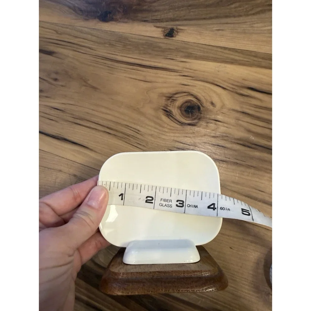 Vintage Wall Mount Soap Dish Cream Plastic Wood Bathroom Retro MCM